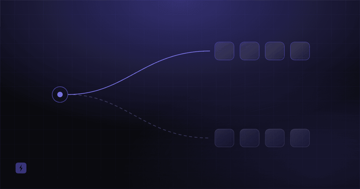 Two abstract call-routing paths compared side by side on a dark grid.