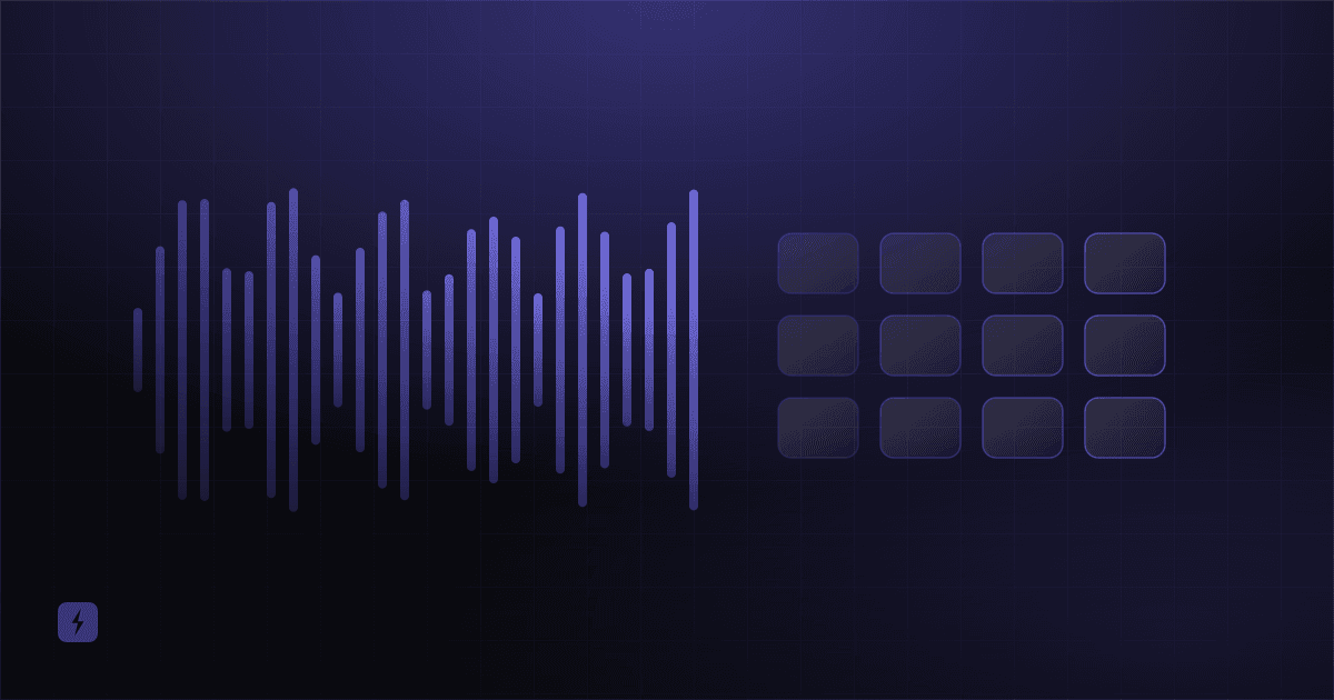 Abstract illustration of a voice waveform resolving into structured conversation blocks.