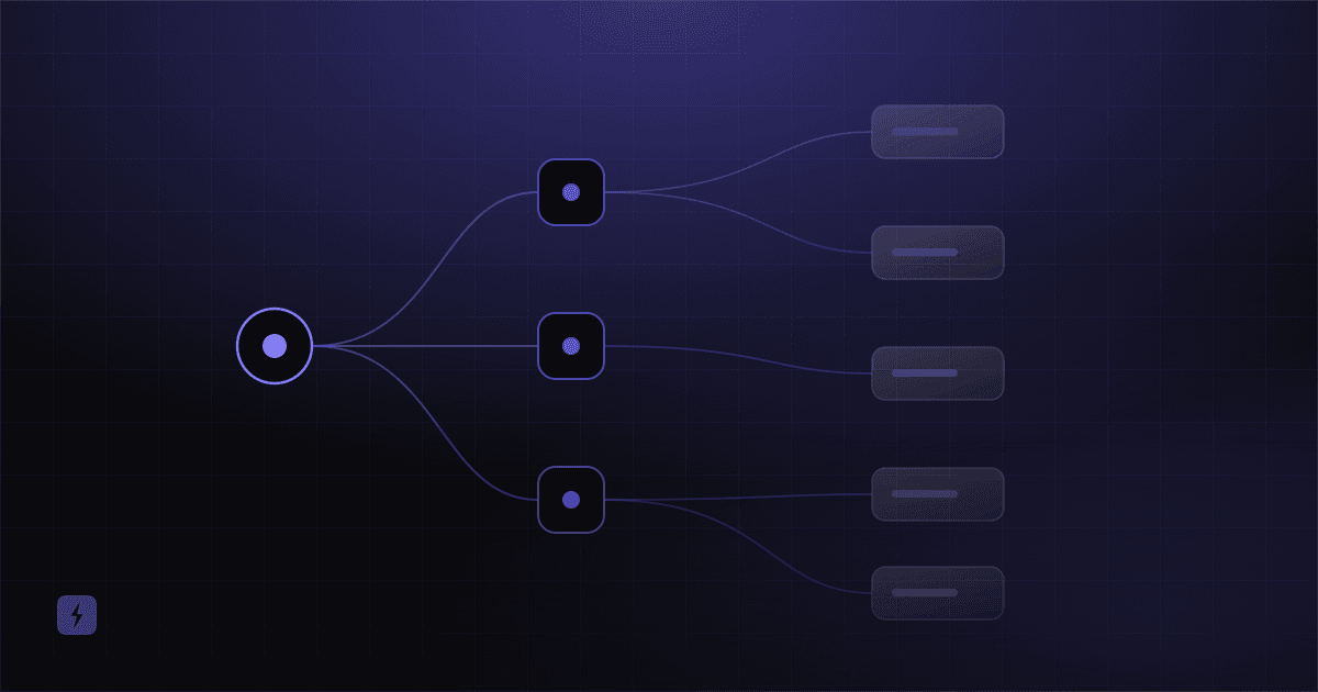 Abstract decision graph branching into tool calls and outcomes.